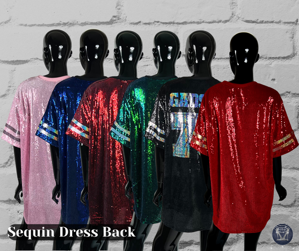 Custom Sequin Tunic Shirt Dress, Football Bling, Cheer Bling, Birthday Bling, Sports Bling, Custom Name and Number