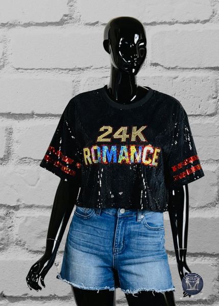 24K Romance Sequin Concert Jersey Top