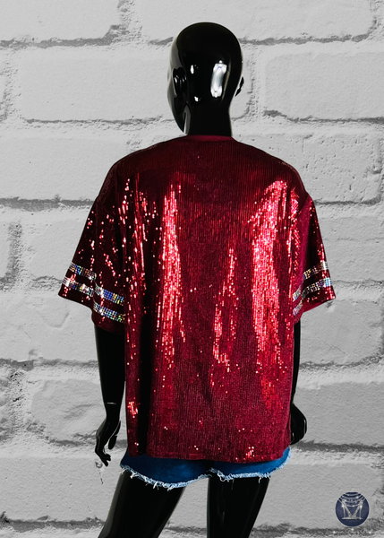 Andettes 1988 V-Neck Sequin Top - NO SLEEVE STRIPES