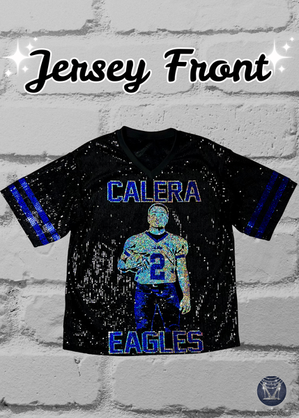 Custom Football Player Portrait Sequin Jersey - Personalized Portrait Jersey - Senior Night Football Mom Shirt