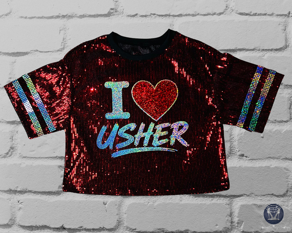 I Love Usher Sequin Concert Jersey Top