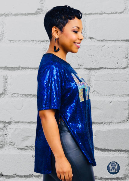 HEY Bling Sequin Side-Slit Top