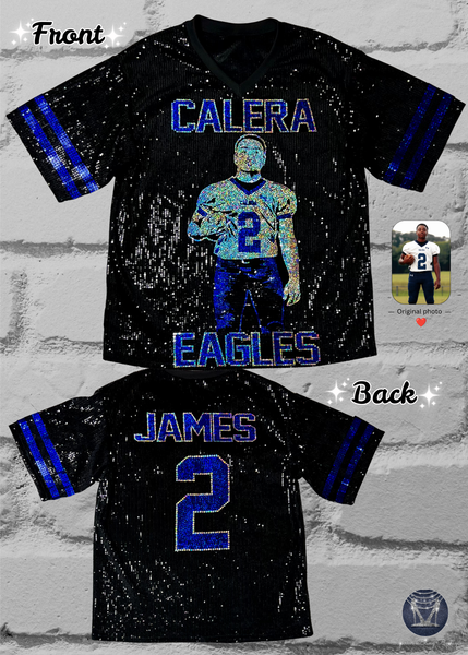 Custom Athlete Portrait Sequin Jersey – Personalized Sports Mom Bling Jersey