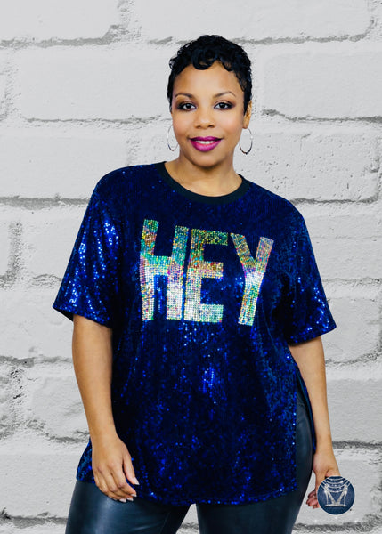 HEY Bling Sequin Side-Slit Top