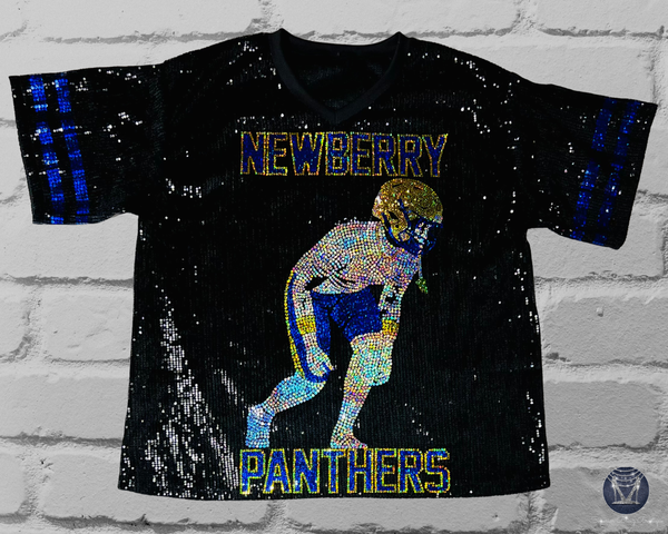 Custom Football Player Portrait Sequin Jersey - Personalized Portrait Jersey - Senior Night Football Mom Shirt