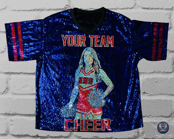 Custom Football Player Portrait Sequin Jersey - Personalized Portrait Jersey - Senior Night Football Mom Shirt