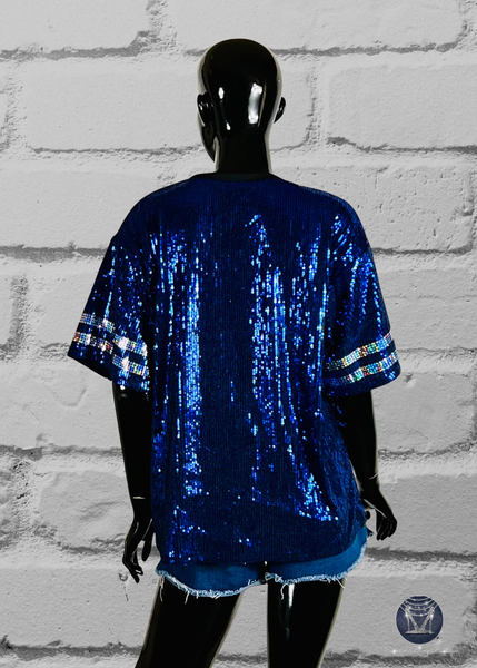Custom V-Neck Sequin Jersey Top