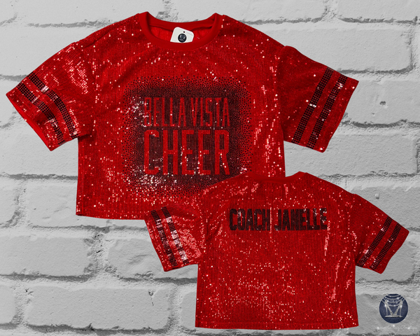 Custom Scattered Text Bling Sequin Jersey – Ultimate Spirit Wear