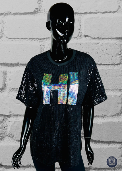 HEY Bling Sequin Side-Slit Top