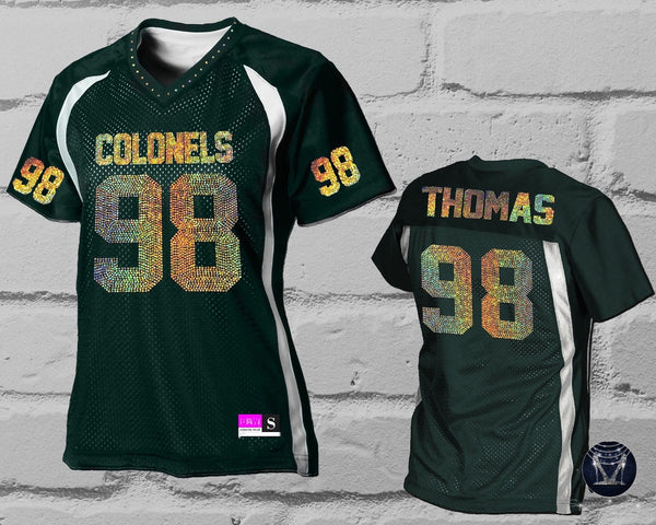 Custom Bling Ladies Patchwork Jersey - NUMBERS ON SLEEVES