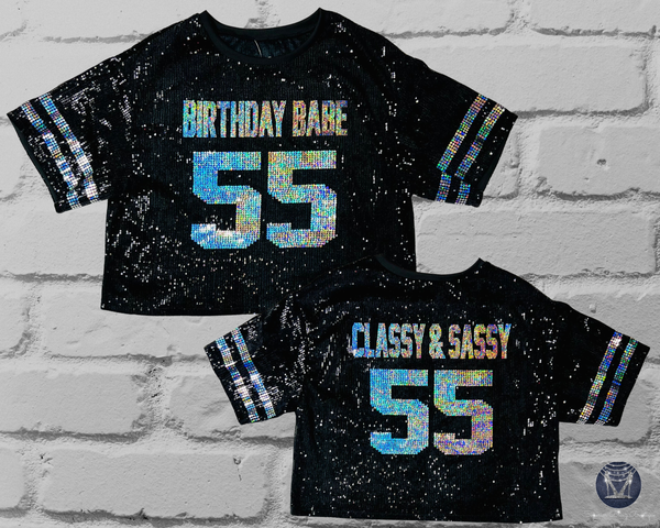 Custom Sequin Jersey Top - Personalize or Any Sport, Birthday or Event