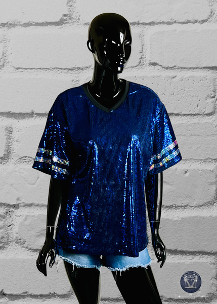 Custom V-Neck Sequin Jersey Top