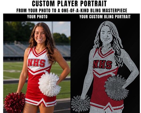 Custom Football Player Portrait Sequin Jersey - Personalized Portrait Jersey - Senior Night Football Mom Shirt