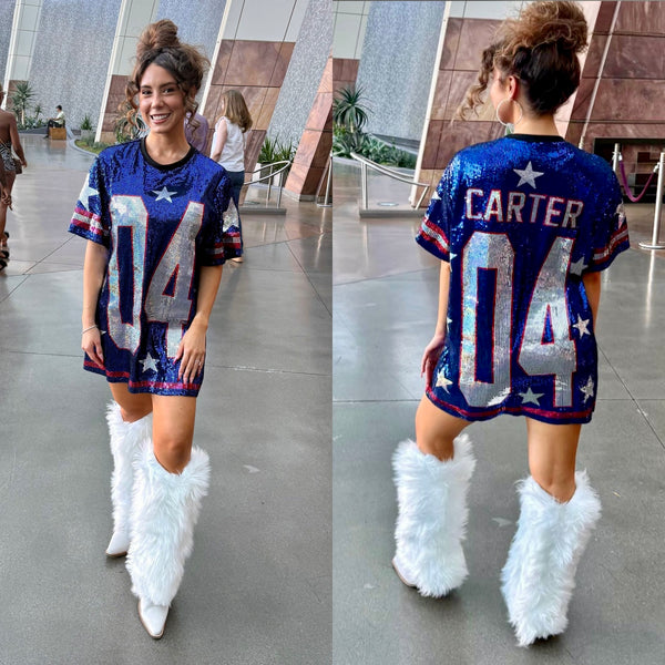 Custom Sequin Jersey Dress - Large Front Number & Back Numbers