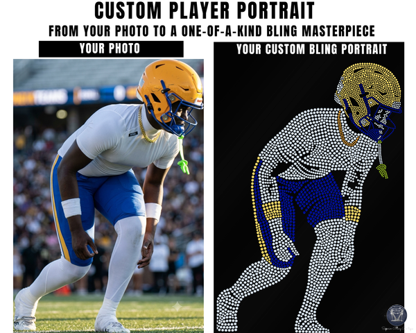 Custom Football Player Portrait Sequin Jersey - Personalized Portrait Jersey - Senior Night Football Mom Shirt