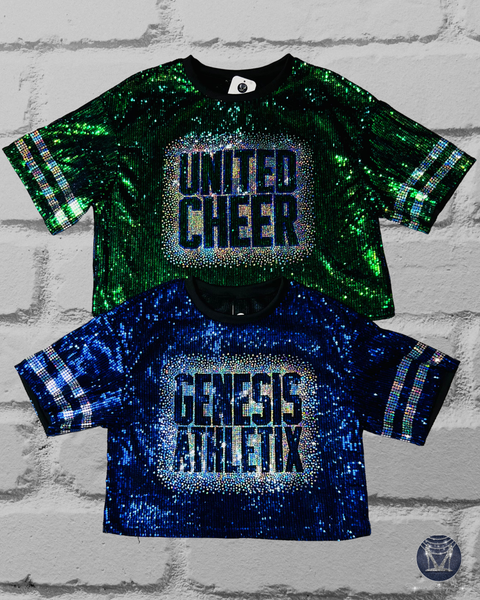 Custom Scattered Text Bling Sequin Jersey – Ultimate Spirit Wear