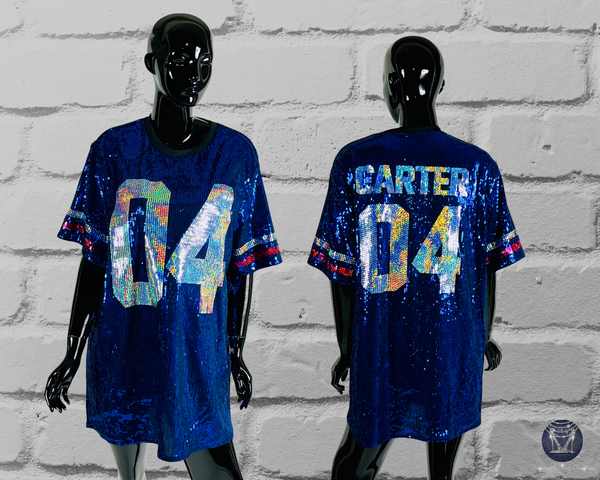 Custom Jersey Bling Sequin Dress - Custom Text & Number