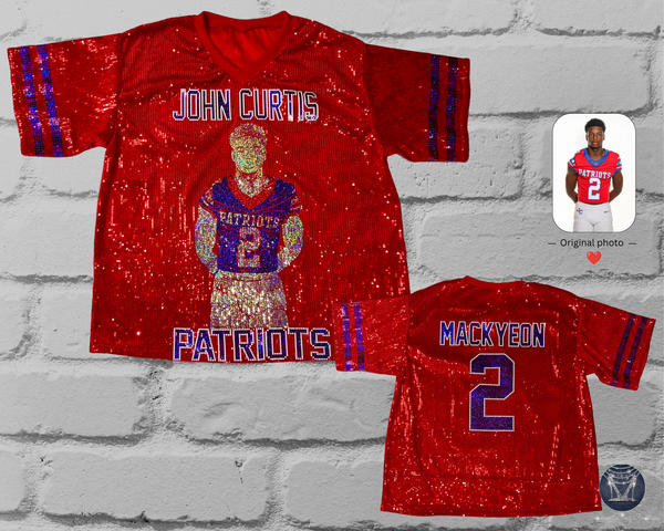 Custom Athlete Portrait Sequin Jersey – Personalized Sports Mom Bling Jersey