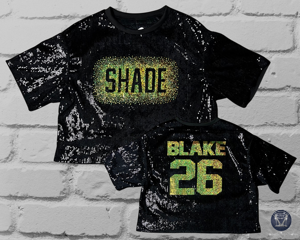 Custom Scattered Text Bling Sequin Jersey – Ultimate Spirit Wear