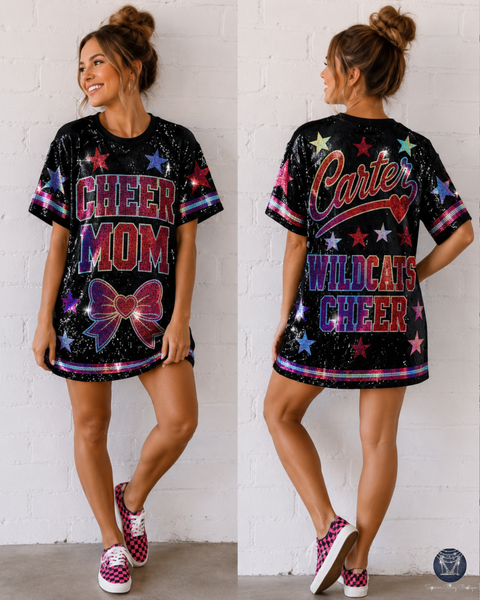 Custom Cheer Mom Sequin Dress - Oversized Design