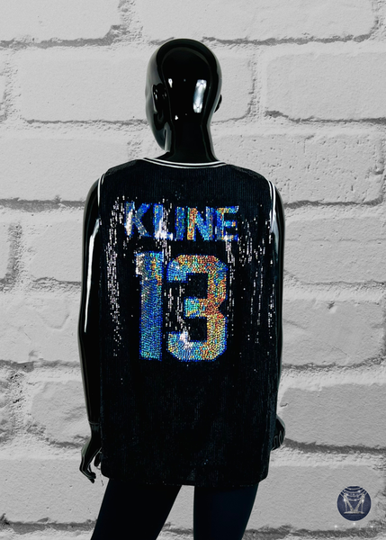 Sequin Basketball Fan Jersey – Custom Name & Number Top