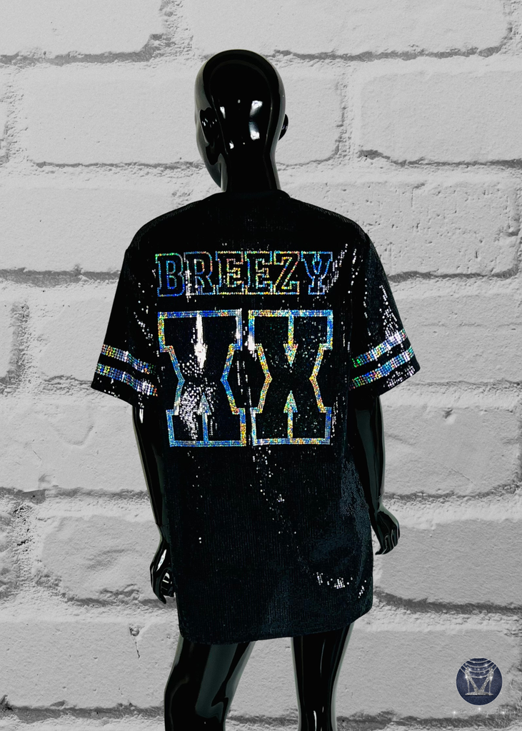 Custom Bling Sequin Jersey Dress - Custom Text & Number Superior Bling Boutique Custom Bling Sequin Jersey Dress - Custom Text & Number Superior Bling Boutique