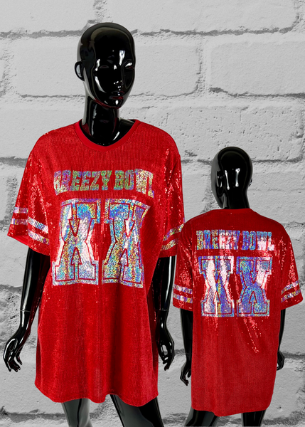 Custom Bling Sequin Jersey Dress - Custom Text & Number