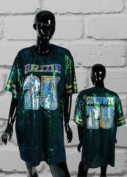 Custom Bling Sequin Jersey Dress - Custom Text & Number Superior Bling Boutique Custom Bling Sequin Jersey Dress - Custom Text & Number Superior Bling Boutique