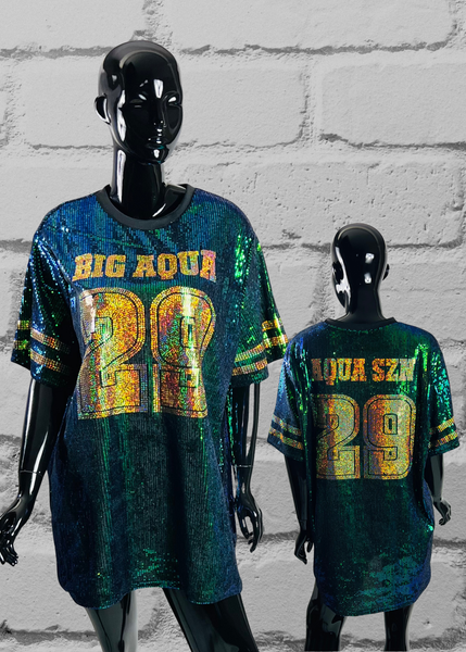 Custom Bling Sequin Jersey Dress - Custom Text & Number