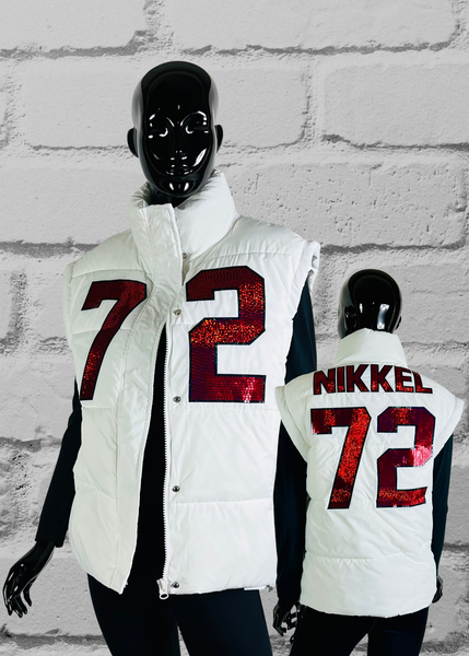 Custom Bling Oversized Patchwork Puffer Vest