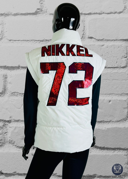 Custom Bling Oversized Patchwork Puffer Vest