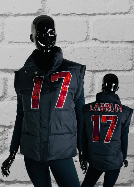 Custom Bling Oversized Patchwork Puffer Vest