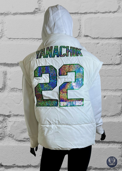 Custom Bling Oversized Patchwork Puffer Vest