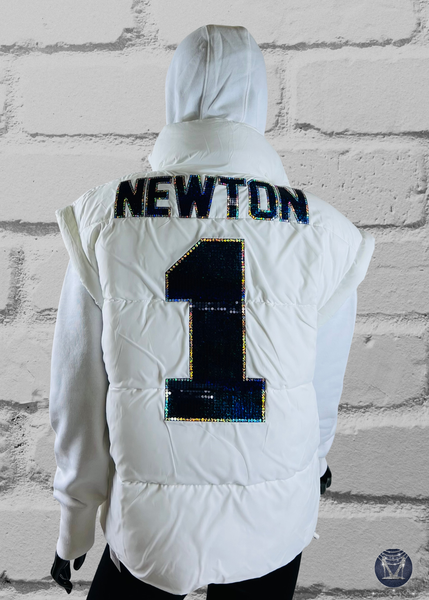 Custom Bling Oversized Patchwork Puffer Vest