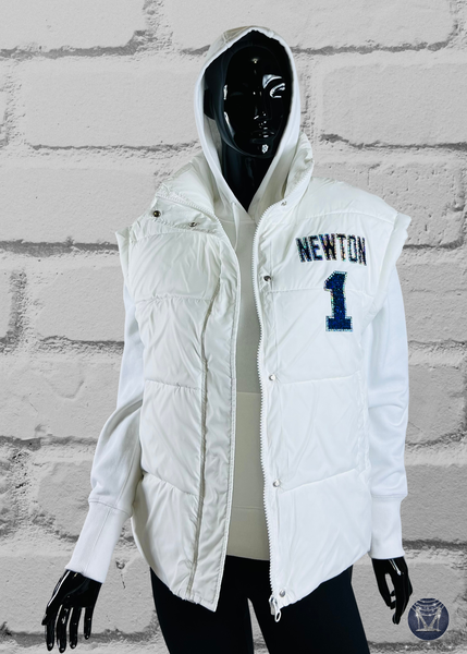 Custom Bling Oversized Patchwork Puffer Vest