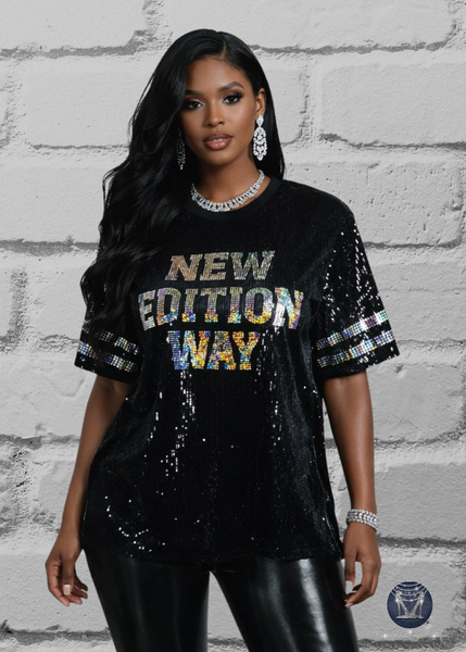 NE Way Sequin Side-Slit Concert Top