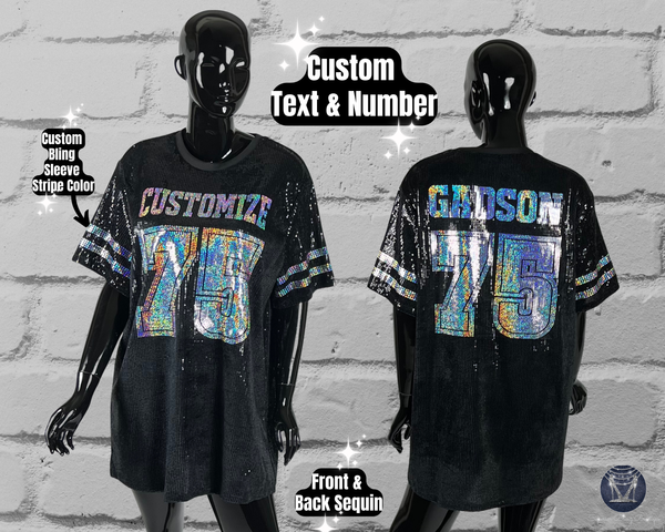 Custom Bling Sequin Jersey Dress - Custom Text & Number