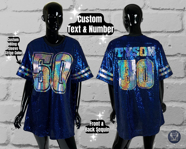 Custom Bling Sequin Jersey Dress - Custom Text & Number