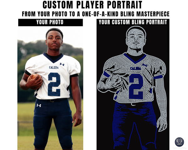 Custom Football Player Portrait Sequin Jersey - Personalized Portrait Jersey - Senior Night Football Mom Shirt
