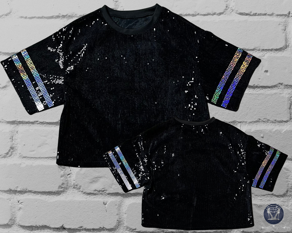 Custom bLACK Bling Sequin Jersey – Ultimate Spirit Wear - Superior Bling Boutique