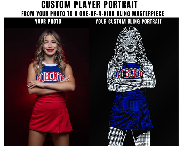 Custom Cheerleader & Dancer Portrait Mid-Crop Sequin Jersey - Mom Bling Jersey