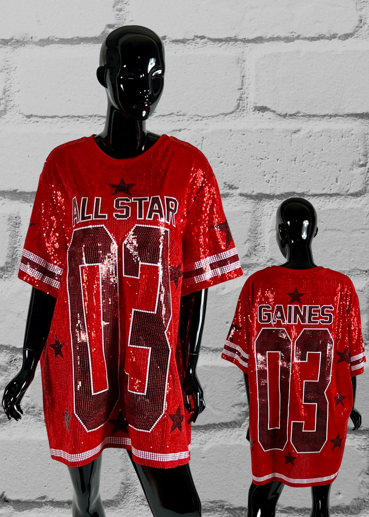 Custom Sequin Jersey Dress - Large Front Number & Back Numbers Superior Bling Boutique Custom Sequin Jersey Dress - Large Front Number & Back Numbers Superior Bling Boutique