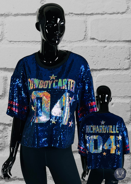 Custom Sequin Stars Jersey – Personalized Text & Number Bling