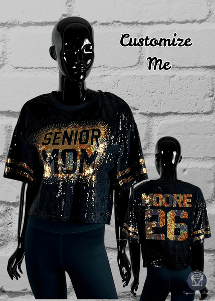Senior Mom Sequin Jersey – Custom Name & Number