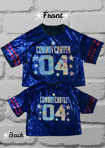 Custom Sequin Stars Jersey – Personalized Text & Number Bling