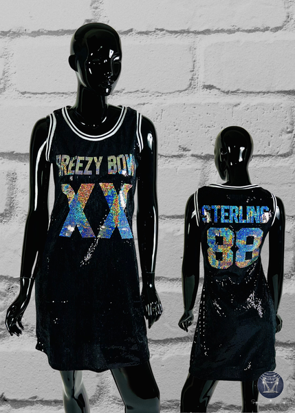 Signature Sequin Courtside Bodycon – Custom Name & Number Basketball Dress