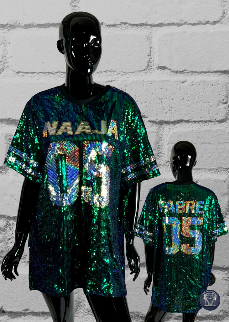 Custom Sequin Concert Jersey Dress - Full Sequin with Holographic Blin Superior Bling Boutique Custom Sequin Concert Jersey Dress - Full Sequin with Holographic Blin Superior Bling Boutique
