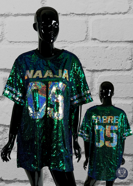 Custom Jersey Bling Sequin Dress - Custom Text & Number