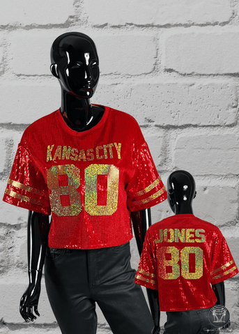 Kansas Custom Sequin Jersey - Personalized Text & Numbers
