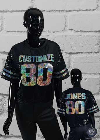 Custom Sequin Jersey Top - Personalize or Any Sport, Birthday or Event